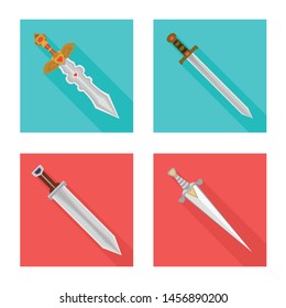 Vector illustration of and sword symbol. Collection of and knife vector icon for stock.