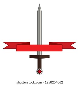 Vector illustration with sword and tape
