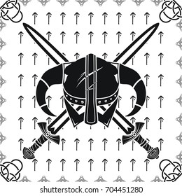 Vector illustration with a sword and the Viking's helmet