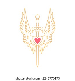 vector illustration of a sword with wings