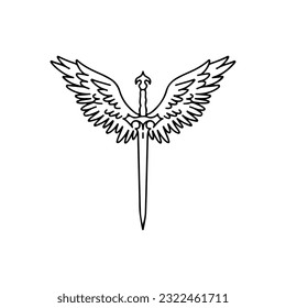 vector illustration of a sword with wings