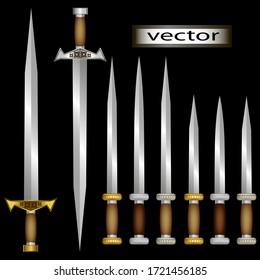 Vector illustration swords ancient weapons for a knight