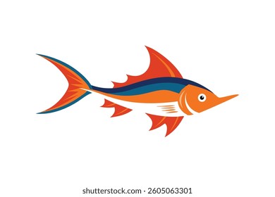 Vector Illustration of a Swordtail Fish on White Background