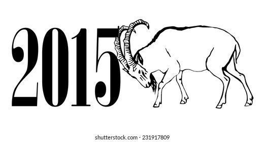 Vector illustration of symbol of 2015, the goat.