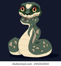 Vector illustration of the symbol of 2025. The snake is cute with kind eyes.