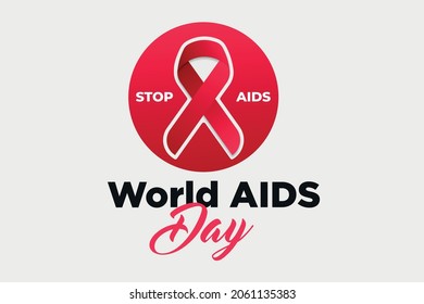 Vector illustration symbol of Aids awareness red ribbon isolated on white background.