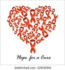 Vector Illustration of Symbol AIDS for Design, Website, Background Banner. REd Ribbon Sign of Immune Syndrome Isolated Template. World AIDS day - 1 December