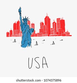 Vector Illustration Symbol America Statue of Liberty