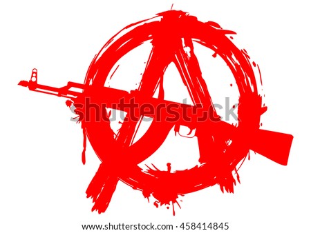 Vector illustration symbol anarchy with Ak - 47 for design tattoo or t-shirt design