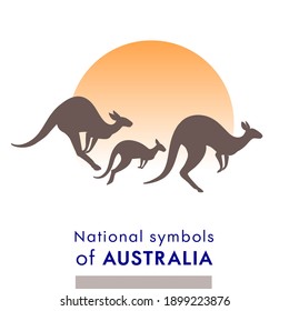 Vector illustration symbol of Australia kangaroos jump family silhouette. realistic silhouette for design and illustrations.