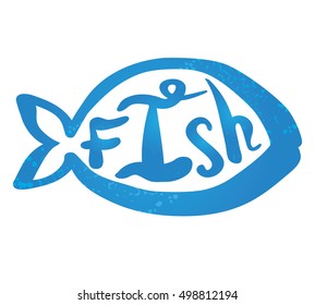 Vector illustration of a symbol blue simple fish
