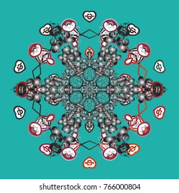 Vector illustration. Symbol of celebration. Snowflake winter isolated on blue, gray and white colors. New Year sign. Blue, gray and white icon silhouette. For Christmas design.