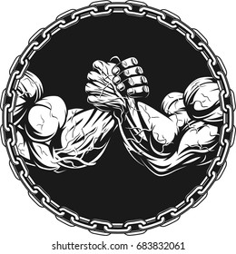 Vector illustration, Symbol of the competition on armwrestling, on white background