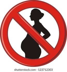 vector illustration symbol of danger for pregnant women, no entry