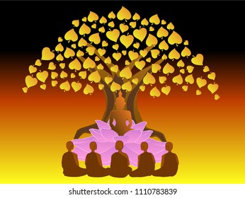 Vector Illustration Symbol Of Dharma Day Asalha Puja.This Day To Honor Buddha’s First Sermon After The Lord Buddha Obtained Enlightenment.