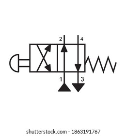 Vector illustration symbol directional pneumatic control valves sets 4-2 way 