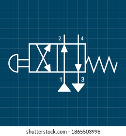 Símbolo de ilustración de vector válvulas de control neumático direccional conjuntos de 4-2 vías 