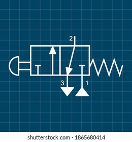 Vector illustration symbol directional pneumatic control valves 3-2 way 