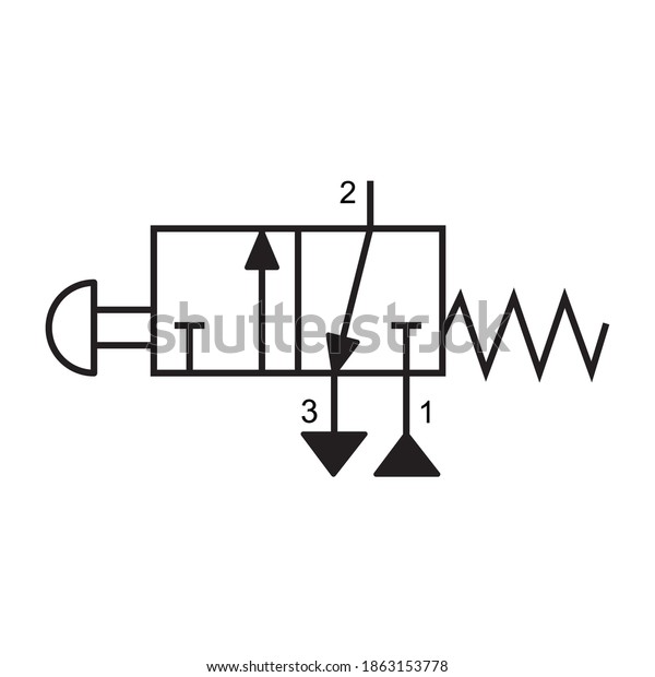 Vector Illustration Symbol Directional Pneumatic Control Stock Vector