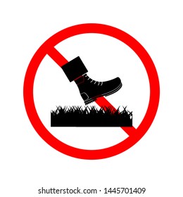 
Vector illustration of the symbol. Do not step on the grass in the field or do not walk on the field on a white background.