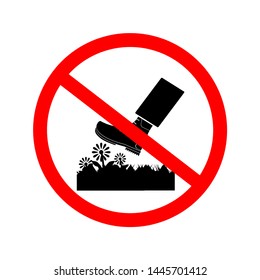 
Vector illustration of the symbol. Do not step on the grass in the field or do not walk on the field on a white background.