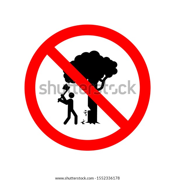 Vector Illustration Symbol Forbidden Cut Trees Stock Vector (Royalty ...