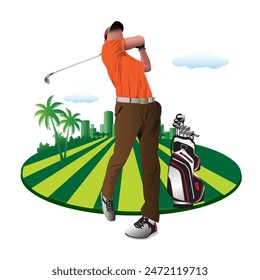 Ilustración vectorial del símbolo del golf. Fondo blanco.