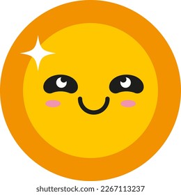 Símbolo vectorial de la felicidad. La felicidad se enfrenta con una pequeña sonrisa. Alegría y energía positiva.