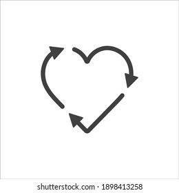 vector illustration symbol heart shaped reload icon on white isolate