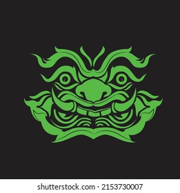 Vector illustration, symbol, icon, giant (Ramayana) green on black background.