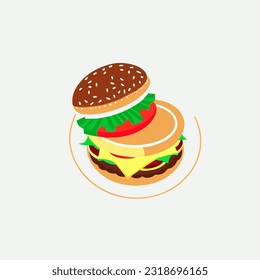vector illustration ,symbol icon of hamburger, junk food