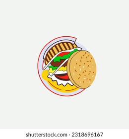 vector illustration ,symbol icon of hamburger, junk food