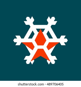 Vector illustration. Symbol, icon, snowflakes and stars. Isolated on background