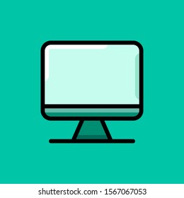 Vector illustration of symbol of learning and education. illustration of computer learning form on a green background. color can be changed. filled outline style
