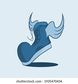 Vector illustration symbol logo flat design of a shoes with blue color