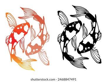 Símbolo de Ilustración vectorial y logo Koi Fish