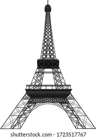 Símbolo de ilustración vectorial de París, desde el punto de vista del aire medio, icono aislado negro y blanco sobre fondo blanco.