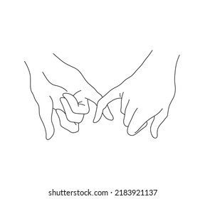 Vector Illustration Symbol of Peace, Accept, Making Up. Line Drawing Hands of Two People Fingers. Sketch for Tattoo, Print, Pattern, T-Shirt. Gesture Symbol of Friendship. Nonverbal communication.