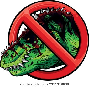 vector illustration of symbol Prohibited tyrannosaurus Rex.