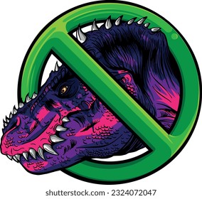 vector illustration of symbol Prohibited tyrannosaurus Rex.