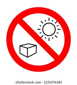 Vector illustration of a symbol prohibiting placing the product outdoors or exposing it to the sun on a white background.