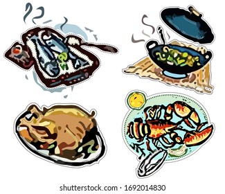 Vector - Illustration of  Symbol set of meal