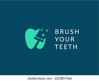 Vector illustration of a symbol or sign of a clean, healthy tooth. Modern style icon