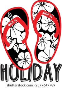 Vector illustration symbol sign flip flop summer holiday with floral isolated on white background