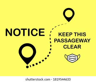 Vector illustration Symbol sign information Notice Keep this passageway clear with face mark icon