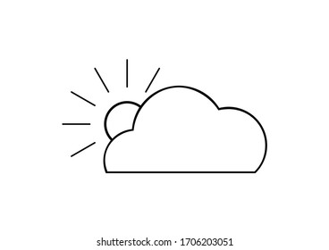 Vector illustration of the symbol of the sun and clouds on a white background