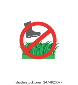 vector illustration of the symbol that it is forbidden to step on grass.