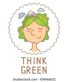Vector illustration of a symbol think green poster