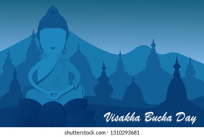 vector illustration symbol of Visakha Bucha Day. The Buddha’s Birth, The Enlightenment of Buddha and The Nibbana This day is most important memorial day in Buddhism for the Lord Buddha. 
