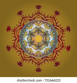 Vector illustration. Symbol of winter. Isolated watercolor snowflakes on colorful background. 